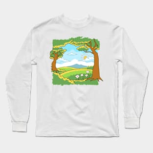 Spring Landscape Hand drawn Long Sleeve T-Shirt